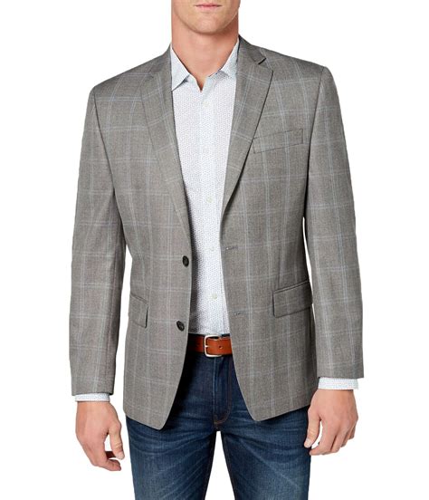 michael kors men's classic-fit grey plaid sport coat|Michael Kors puffer jacket men's.